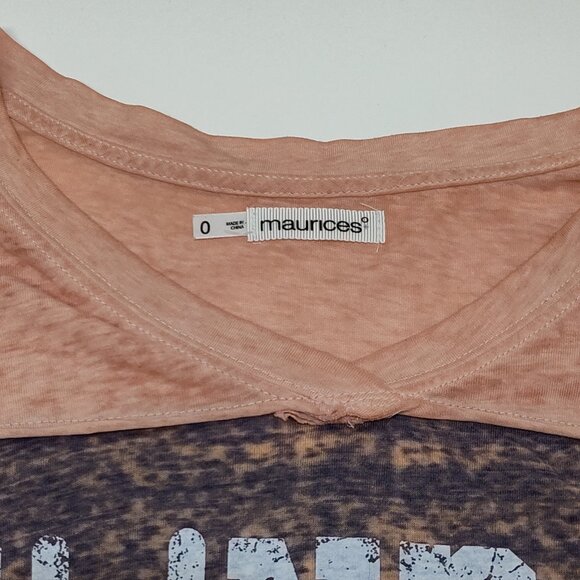 Maurices Sunday Funday Graphic 3/4 Sleeve Burnwash Casual Tee Size 0 (38" Chest) - Picture 3 of 7